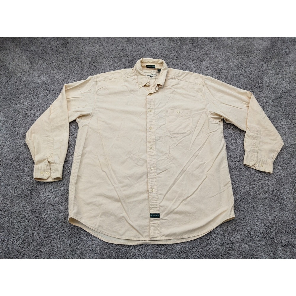 Vintage GH Bass Co Button Down Shirt‎ Mens Large Signature Oxford Beige
